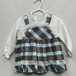 Vintage Plaid Baby Dress 0-3 Months / 3-6 Months Tartan Plaid Holiday Union Made
